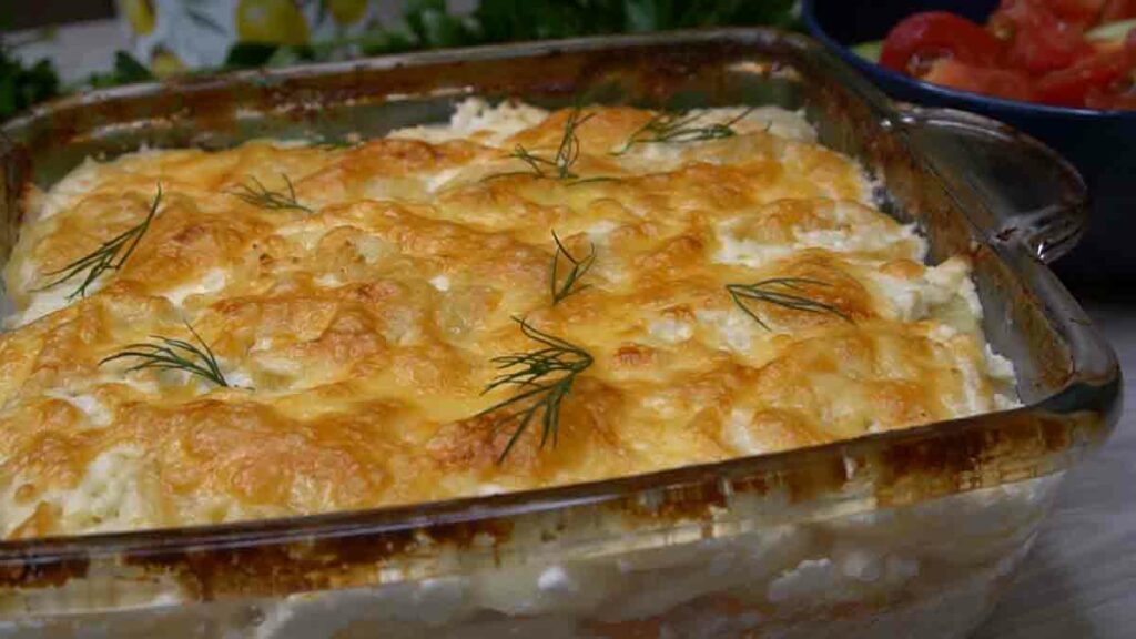 Куриная запеканка с персиками и моцареллой